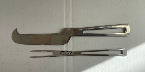 MIDCENTURY SUPREME CUTLERY CHEESE KNIFE & FORK SET.