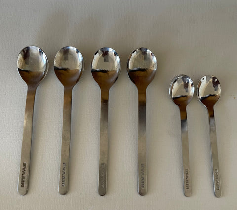 SET OF 6 EVA AIR SPOONS.