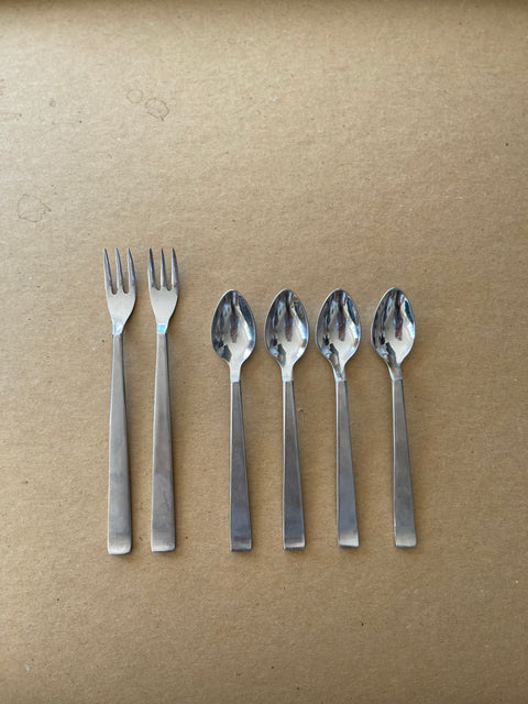 SMALL DANISH MODERN FORKS AND SPOONS.
