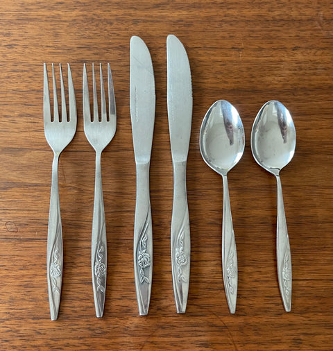 2 MIDCENTURY 3-PIECE PLACE SETTINGS.