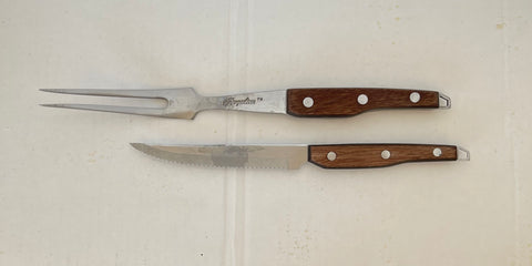 MIDCENTURY CARVING SET.